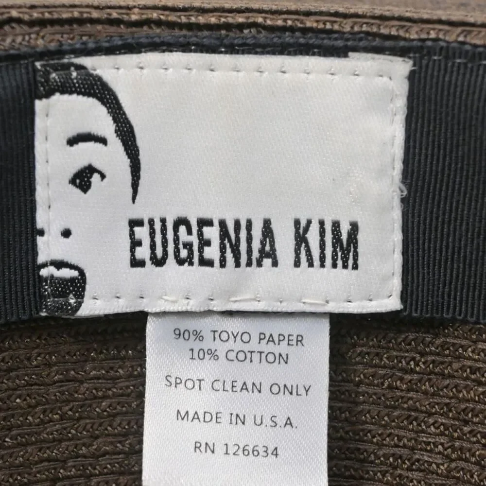 Eugenia Kim Feather Fedora Hat in Dark Brown Straw